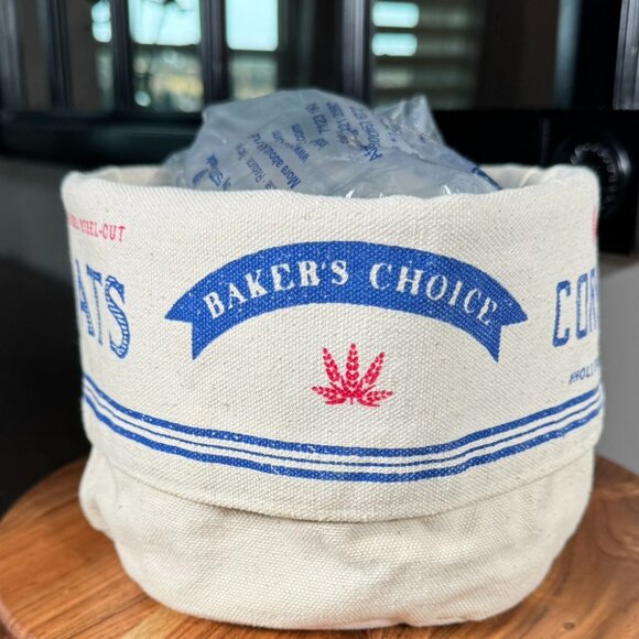 Vintage Flour Sack Fabric Bowl — Farmhouse Kitchen Decor - Picture 3 of 10